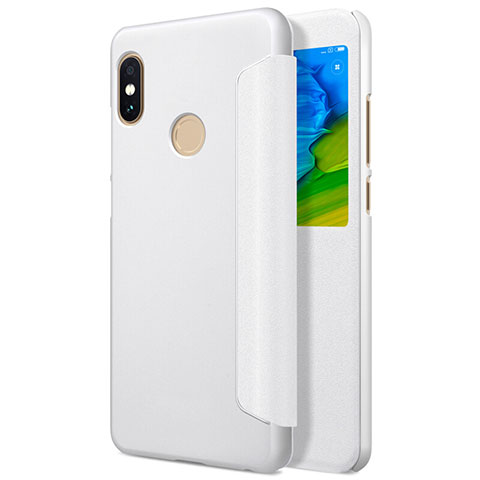 Coque Portefeuille Livre Cuir L01 pour Xiaomi Redmi Note 5 AI Dual Camera Blanc