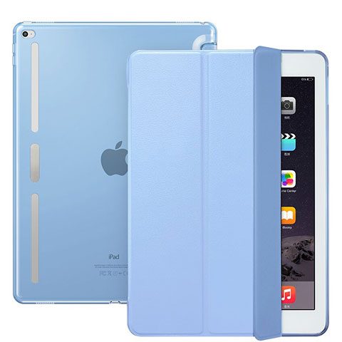 Coque Portefeuille Livre Cuir L02 pour Apple iPad Pro 12.9 Bleu Ciel