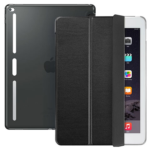 Coque Portefeuille Livre Cuir L02 pour Apple iPad Pro 12.9 Noir
