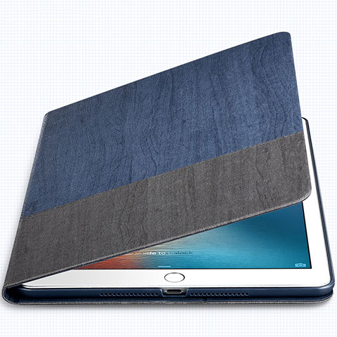 Coque Portefeuille Livre Cuir L02 pour Apple New iPad 9.7 (2018) Bleu