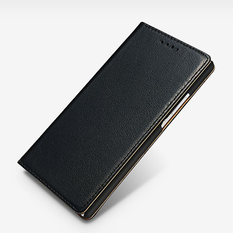 Coque Portefeuille Livre Cuir L02 pour Huawei P7 Dual SIM Noir