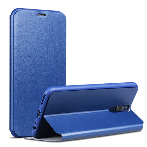 Coque Portefeuille Livre Cuir L02 pour Huawei Rhone Bleu