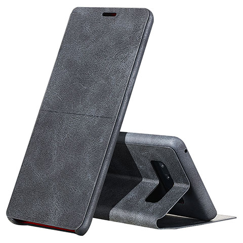 Coque Portefeuille Livre Cuir L04 pour Samsung Galaxy Note 8 Duos N950F Noir