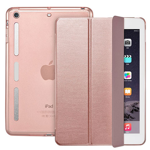Coque Portefeuille Livre Cuir L05 pour Apple iPad Mini 2 Or Rose