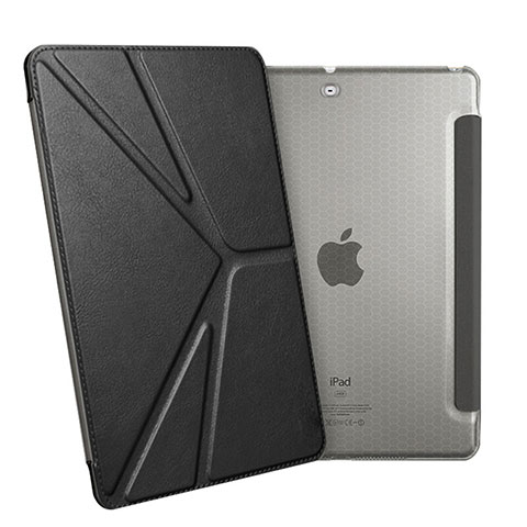 Coque Portefeuille Livre Cuir L08 pour Apple New iPad 9.7 (2018) Noir