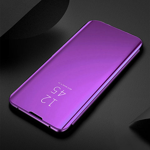 Coque Portefeuille Livre Cuir Miroir Housse Etui Clapet L01 pour Samsung Galaxy M10 Violet