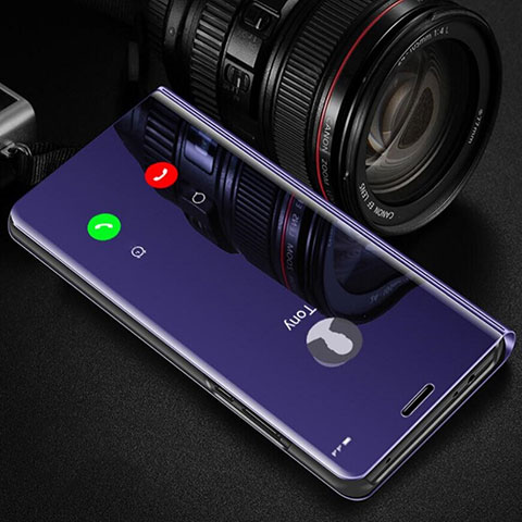 Coque Portefeuille Livre Cuir Miroir Housse Etui Clapet L01 pour Xiaomi Mi 10T Lite 5G Violet
