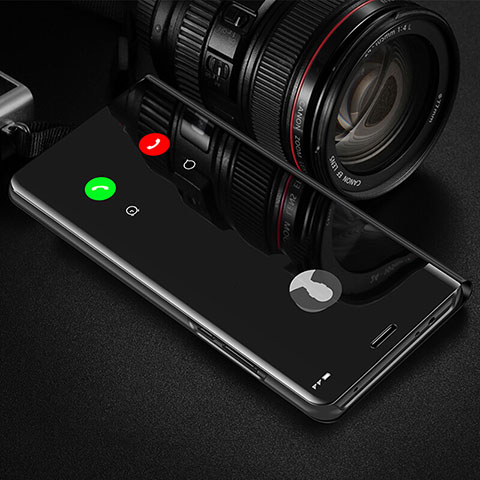 Coque Portefeuille Livre Cuir Miroir Housse Etui Clapet L01 pour Xiaomi Redmi 9A Noir