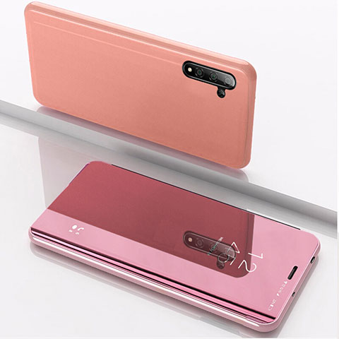 Coque Portefeuille Livre Cuir Miroir Housse Etui Clapet L02 pour Samsung Galaxy Note 10 5G Or Rose