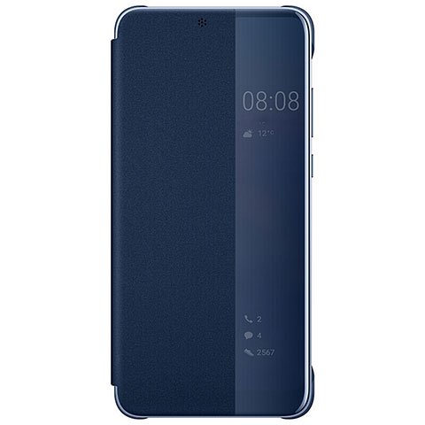 Coque Portefeuille Livre Cuir Miroir Housse Etui Clapet L05 pour Huawei P20 Pro Bleu