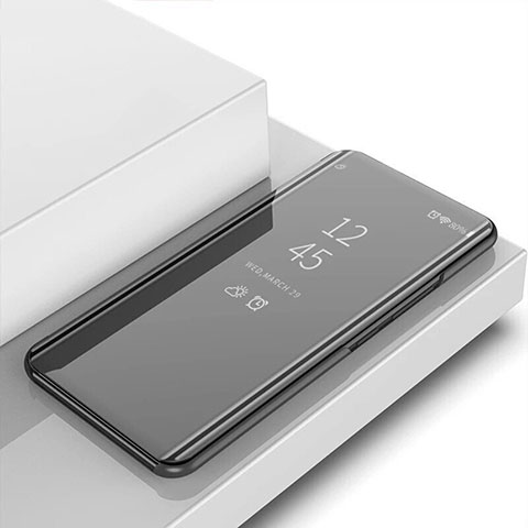 Coque Portefeuille Livre Cuir Miroir Housse Etui Clapet M01 pour OnePlus 7T Noir