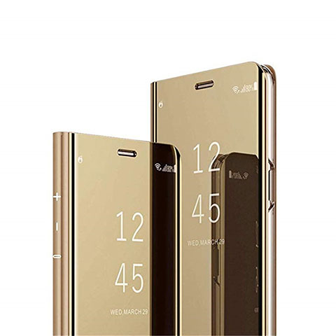 Coque Portefeuille Livre Cuir Miroir Housse Etui Clapet M02 pour Samsung Galaxy S20 Plus 5G Or