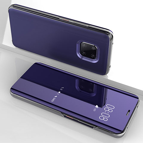 Coque Portefeuille Livre Cuir Miroir Housse Etui Clapet pour Huawei Mate 20 Pro Violet