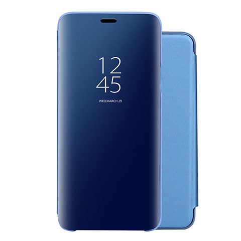 Coque Portefeuille Livre Cuir Miroir Housse Etui Clapet pour Huawei Nova 5 Bleu