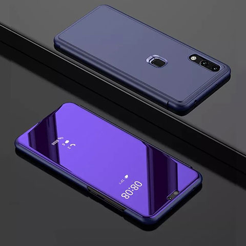 Coque Portefeuille Livre Cuir Miroir Housse Etui Clapet pour Huawei Y7 Pro (2019) Violet