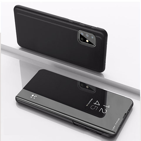 Coque Portefeuille Livre Cuir Miroir Housse Etui Clapet pour Samsung Galaxy A71 4G A715 Noir