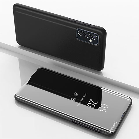 Coque Portefeuille Livre Cuir Miroir Housse Etui Clapet pour Samsung Galaxy F23 5G Noir