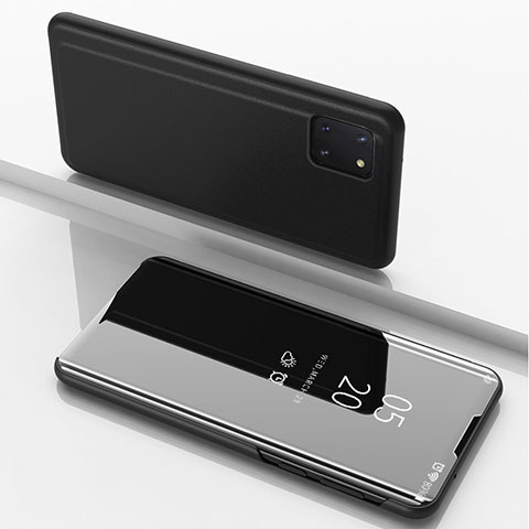 Coque Portefeuille Livre Cuir Miroir Housse Etui Clapet pour Samsung Galaxy M60s Noir