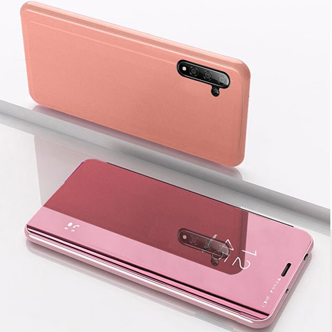 Coque Portefeuille Livre Cuir Miroir Housse Etui Clapet pour Samsung Galaxy Note 10 Or Rose