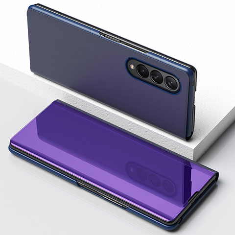 Coque Portefeuille Livre Cuir Miroir Housse Etui Clapet pour Samsung Galaxy Z Fold3 5G Violet