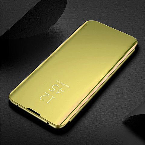 Coque Portefeuille Livre Cuir Miroir Housse Etui Clapet pour Xiaomi Mi 12 5G Or
