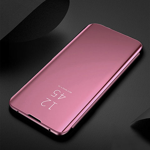 Coque Portefeuille Livre Cuir Miroir Housse Etui Clapet pour Xiaomi Mi 12X 5G Or Rose