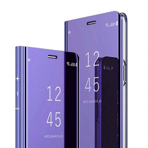 Coque Portefeuille Livre Cuir Miroir Housse Etui Clapet pour Xiaomi Mi 8 Pro Global Version Violet