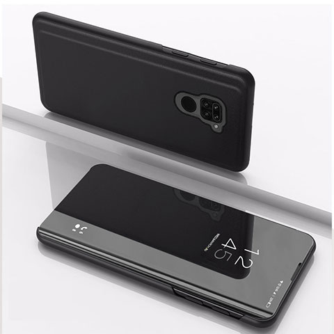 Coque Portefeuille Livre Cuir Miroir Housse Etui Clapet QH1 pour Xiaomi Redmi 10X 4G Noir