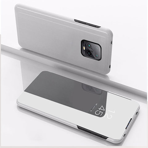 Coque Portefeuille Livre Cuir Miroir Housse Etui Clapet QH1 pour Xiaomi Redmi 10X 5G Argent