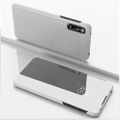 Coque Portefeuille Livre Cuir Miroir Housse Etui Clapet QH1 pour Xiaomi Redmi 9A Argent