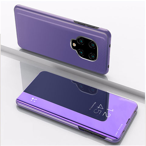 Coque Portefeuille Livre Cuir Miroir Housse Etui Clapet QH1 pour Xiaomi Redmi Note 9 Pro Max Violet Clair