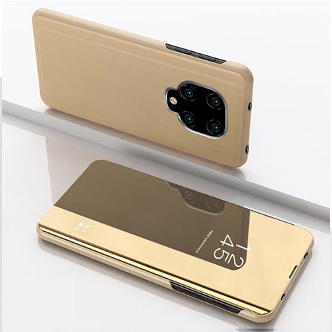 Coque Portefeuille Livre Cuir Miroir Housse Etui Clapet QH1 pour Xiaomi Redmi Note 9 Pro Or