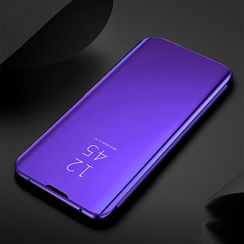 Coque Portefeuille Livre Cuir Miroir Housse Etui Clapet S01 pour Xiaomi Mi Note 10 Pro Violet