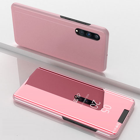 Coque Portefeuille Livre Cuir Miroir Housse Etui Clapet ZL1 pour Samsung Galaxy A70 Or Rose