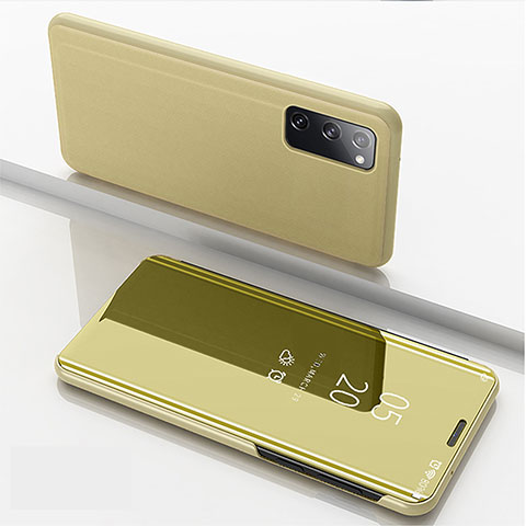 Coque Portefeuille Livre Cuir Miroir Housse Etui Clapet ZL1 pour Samsung Galaxy S20 5G Or