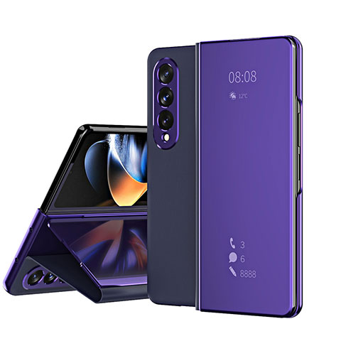 Coque Portefeuille Livre Cuir Miroir Housse Etui Clapet ZL1 pour Samsung Galaxy Z Fold3 5G Violet