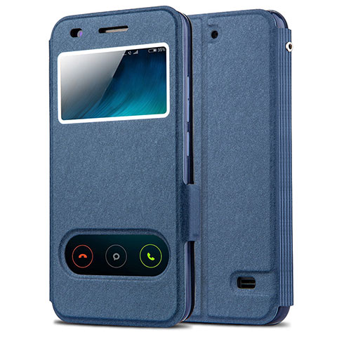 Coque Portefeuille Livre Cuir pour Huawei Ascend G620S Bleu
