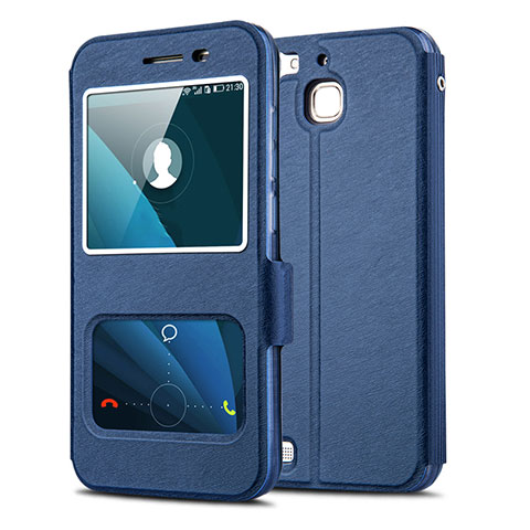 Coque Portefeuille Livre Cuir pour Huawei Enjoy 5S Bleu