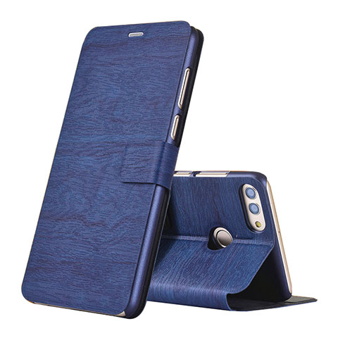 Coque Portefeuille Livre Cuir pour Huawei Enjoy 8 Plus Bleu