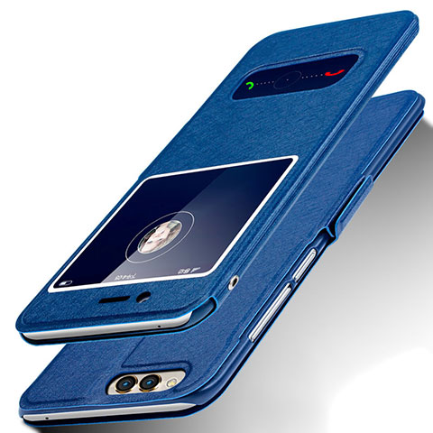 Coque Portefeuille Livre Cuir pour Huawei Honor 7X Bleu