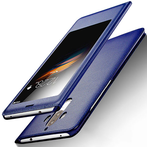 Coque Portefeuille Livre Cuir pour Huawei Mate 9 Bleu