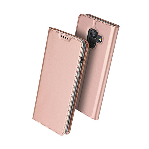 Coque Portefeuille Livre Cuir pour Samsung Galaxy A6 (2018) Dual SIM Or Rose