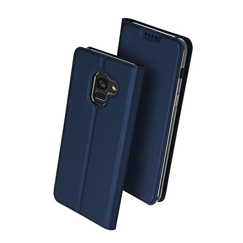 Coque Portefeuille Livre Cuir pour Samsung Galaxy A8 (2018) A530F Bleu