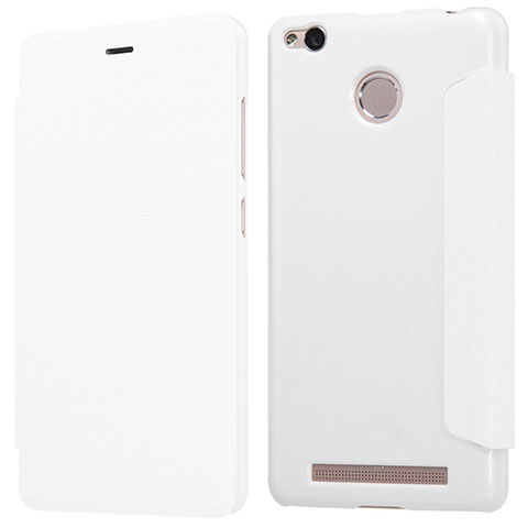 Coque Portefeuille Livre Cuir pour Xiaomi Redmi 3 High Edition Blanc