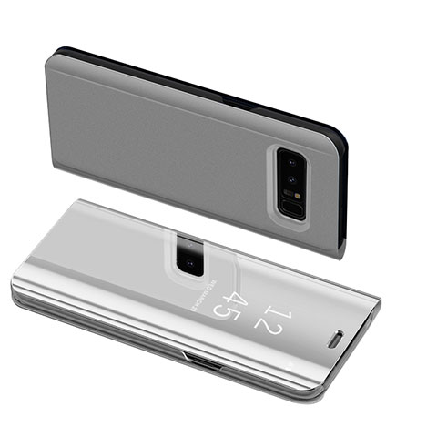Coque Portefeuille Livre Cuir S01 pour Samsung Galaxy Note 8 Argent