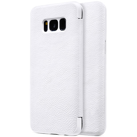 Coque Portefeuille Livre Cuir S01 pour Samsung Galaxy S8 Plus Blanc
