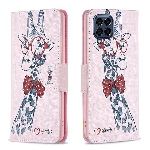 Coque Portefeuille Motif Fantaisie Livre Cuir Etui Clapet B01F pour Samsung Galaxy M53 5G Rose