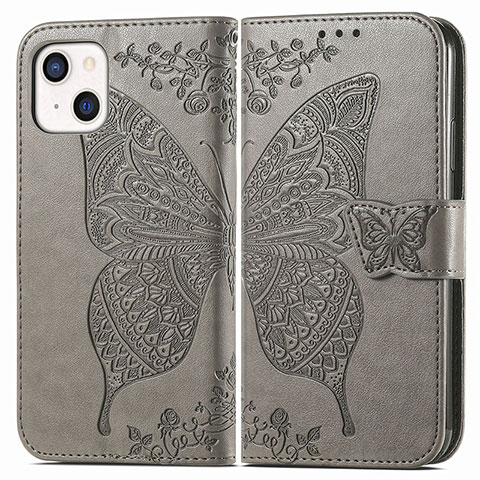 Coque Portefeuille Motif Fantaisie Livre Cuir Etui Clapet H07 pour Apple iPhone 14 Plus Gris