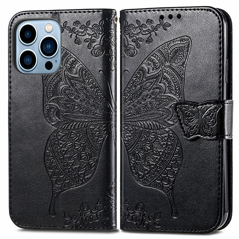 Coque Portefeuille Motif Fantaisie Livre Cuir Etui Clapet H07 pour Apple iPhone 14 Pro Max Noir