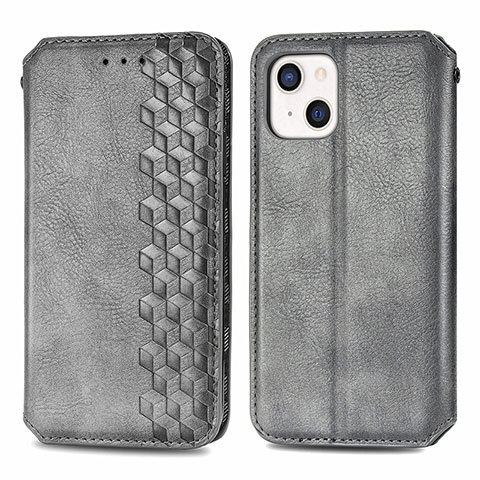 Coque Portefeuille Motif Fantaisie Livre Cuir Etui Clapet H15 pour Apple iPhone 14 Plus Gris